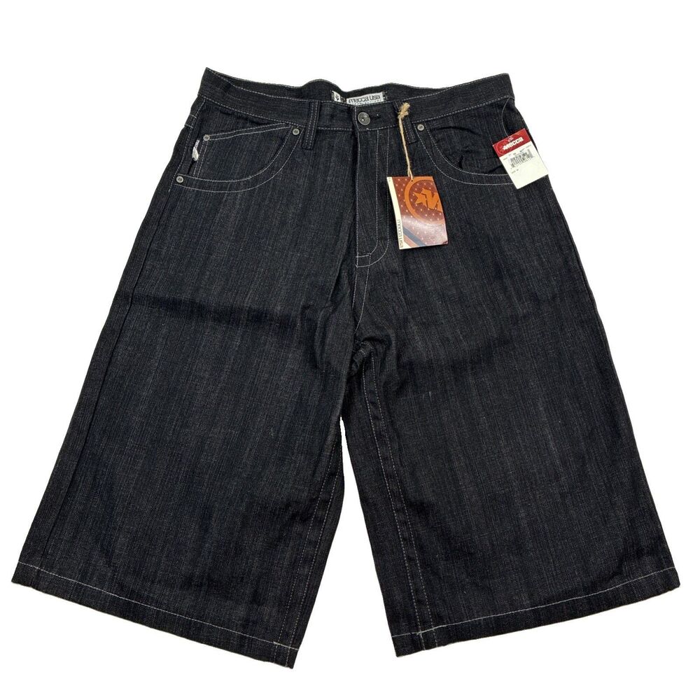 Vintage Mecca Shorts Mens 38 Black/Onyx Y2K Baggy Denim Skater Jean Short Jnco